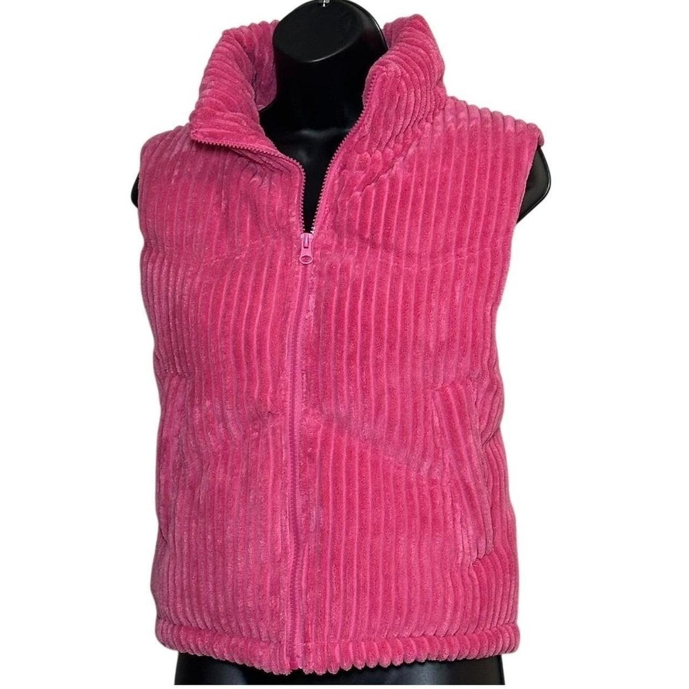 NWT! Bubble gum Barbie pink colored zig zag cord padded puffer vest
